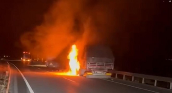 Erzincan yolunda tır yangını