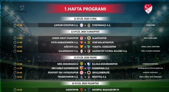 Süper Lig de ilk 4 haftanın programı açıklandı