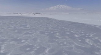 Kuş cenneti Arin Gölü kısmen dondu