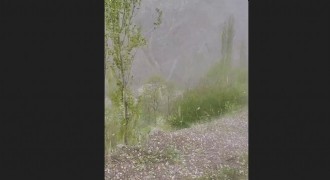 Tortum'da ceviz büyüklüğünde dolu yağdı